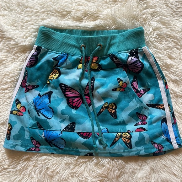 Delia’s by Dolls Kill Teal & Butterfly Drawstring Skirt Ladies XXS - Picture 5 of 7
